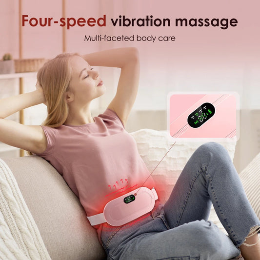 Menstruatie warmteband en massage apparaat, pijnverlichting door 3 warmtestanden en trilfunctie!!